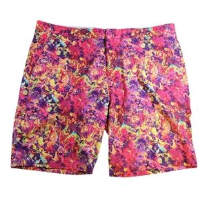 HRESKI "Splashes Of Purple, Yellow, Red 149" Mens Size 42 Golf Shorts Colorful